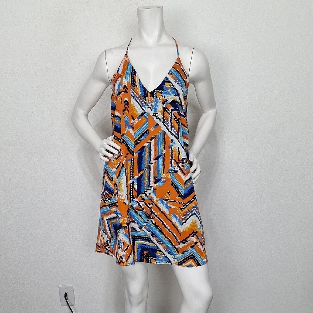 Three Eighty Two Boho Geometric Tribal Print Festival Mini Dress Size S